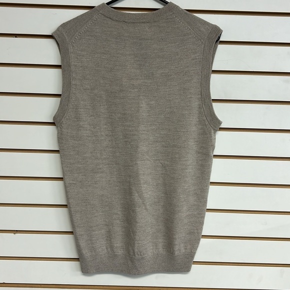 NWT Turnbury Extra Fine Merino Wool Tan Sweater Vest S Biella Yarn Super Soft - Picture 5 of 14